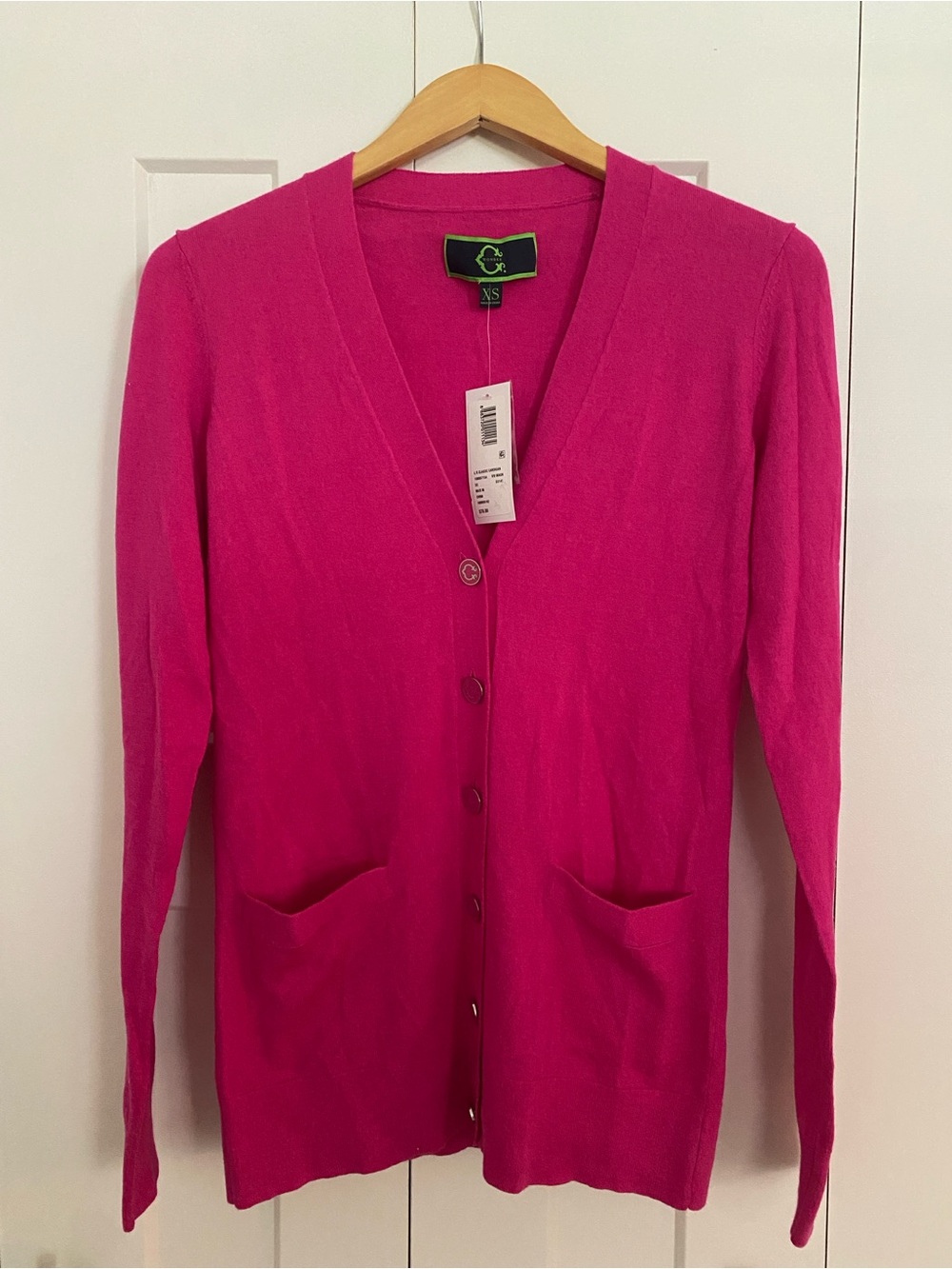 C. Wonder Bright Pink V-Neck Button Cardigan